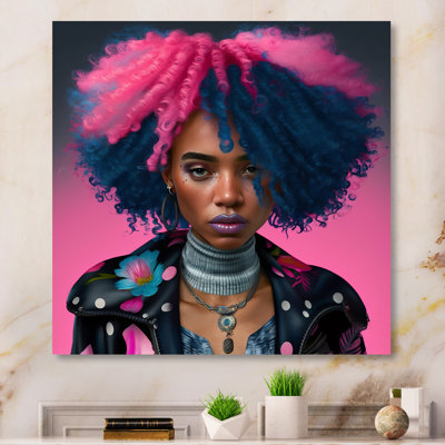 " Pink And Blue African American Woman V "