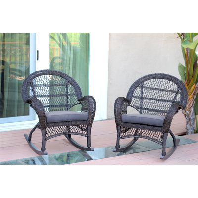 Chaise berçante en osier avec coussins Berchmans