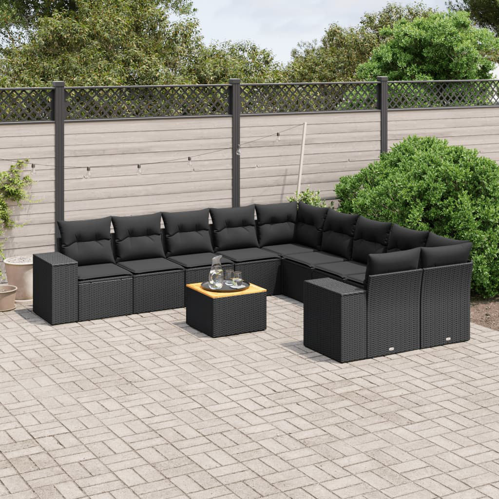 Vidaxl 11-Tlg. Garten-Sofagarnitur Mit Kissen Beige Poly Rattan