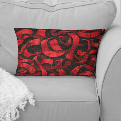Red Black Modern Vintage Inspired Graphiti - Modern Lumbar Pillow