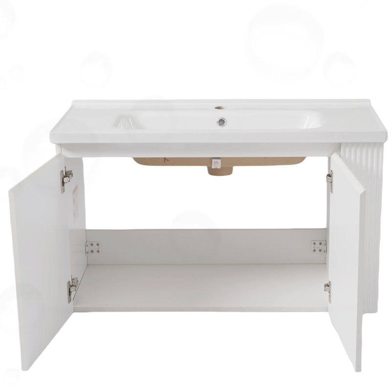 Armoire murale avec 2 tablettes ouvertes