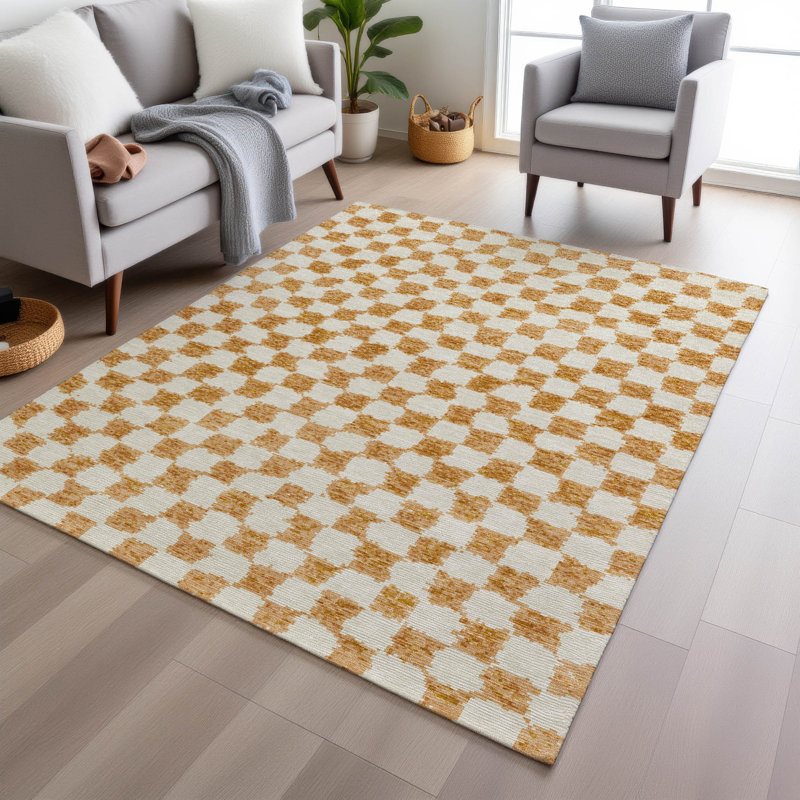 Tapis orange intérieur / extérieur lavable à la machine, Rectangulaire 3 pi x 5 pi