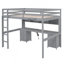 Lit mezzanine double avec bureau, armoires, tiroirs et plateau de chevet, station de charge, gris-512699977