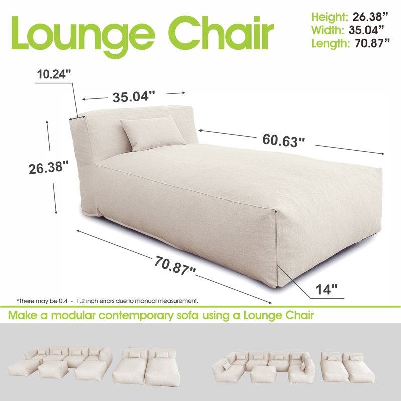 Adeen Outdoor Chaise Lounge , Cushion Included, Light Beige
