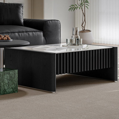 Table basse rectangulaire en bois manufacturé blanc Microlite