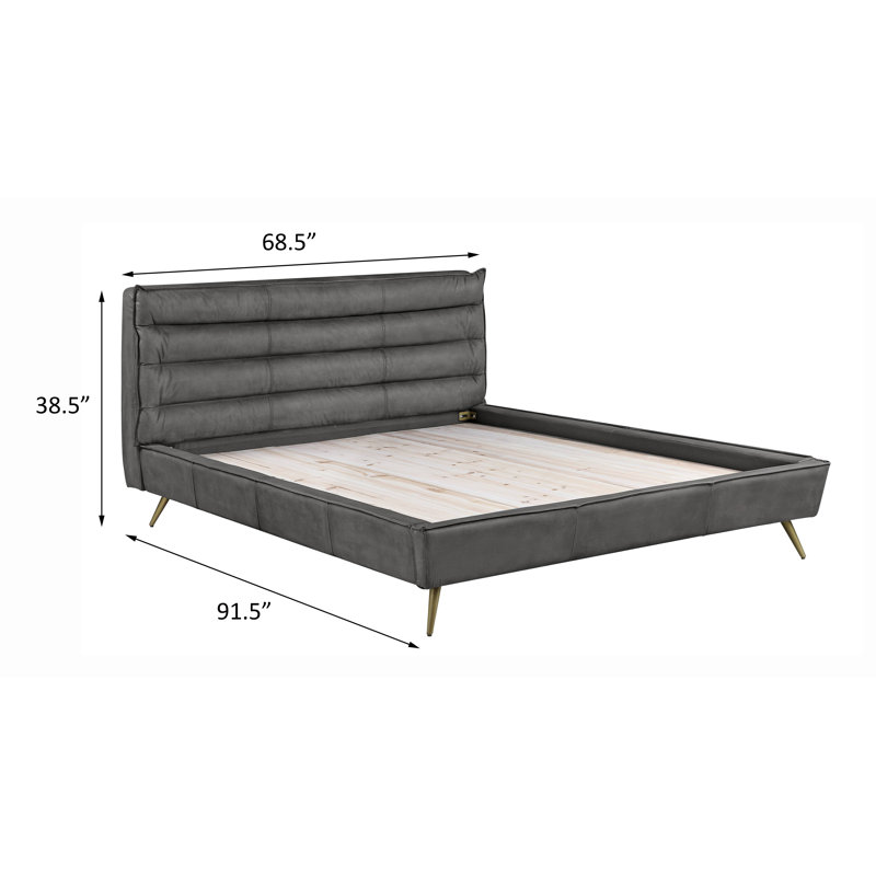 Lit plateforme en cuir Divina, gris, Grand