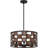 17" 5-Light Modern Chic Drum Chandelier, Walnut Wood Finish Panel Accents + Black Finish