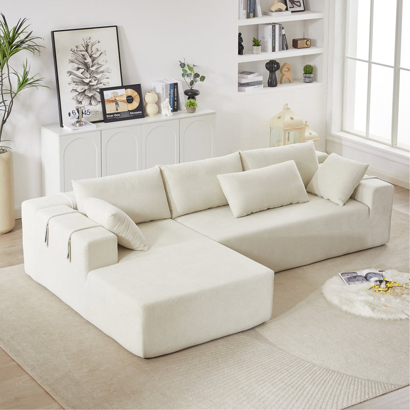 Canapé modulaire en chenille Modern Living Room - L 108 po avec 6 coussins, expérience confortable et spacieuse