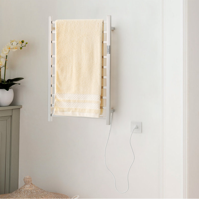 10 Bars Straight Electric Towel Warmer Wall Mounted 3 Working Modes, Mirror Polish