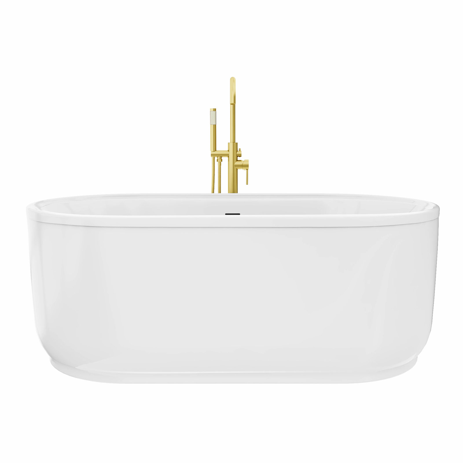 Encore 60-1/4 in. L x 32-1/4 in. W x 23-1/8 in. H Freestanding Acrylic Bathtub, Brushed Brass