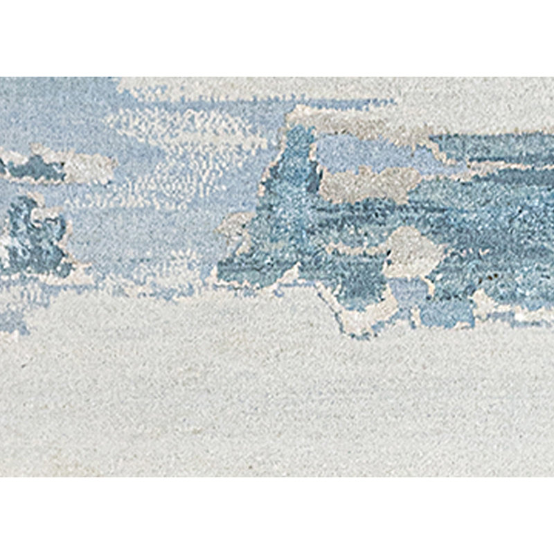 Hand Knotted Abstract Area Rug in Silver/Blue/Navy/Gray