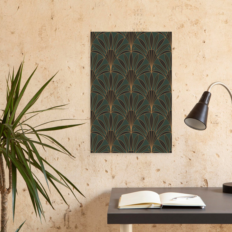 Art contemporain contemporain, forêt de palmiers traditionnels élégants, H 24 po x l 16 po, Vert