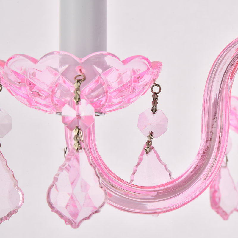 Jaquelin 4 - Light Dimmable Classic / Traditional Chandelier, Pink
