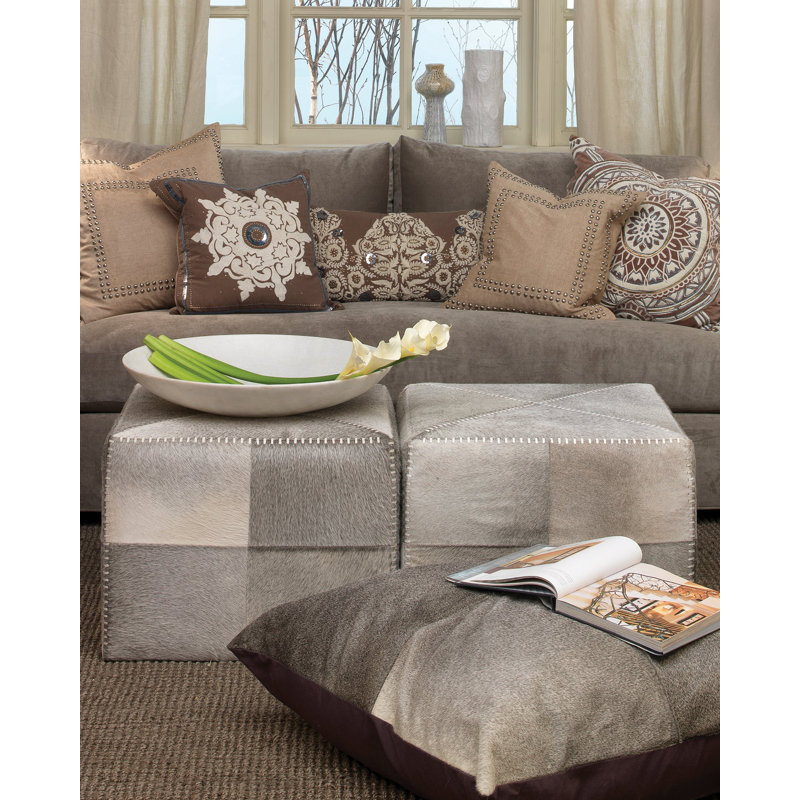 Square Pouf, Gray Hide
