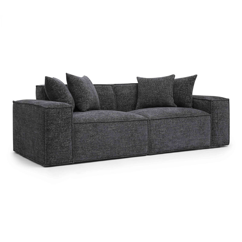 Cherylee Chenille Basketweave Modular Loveseat, Gris anthracite