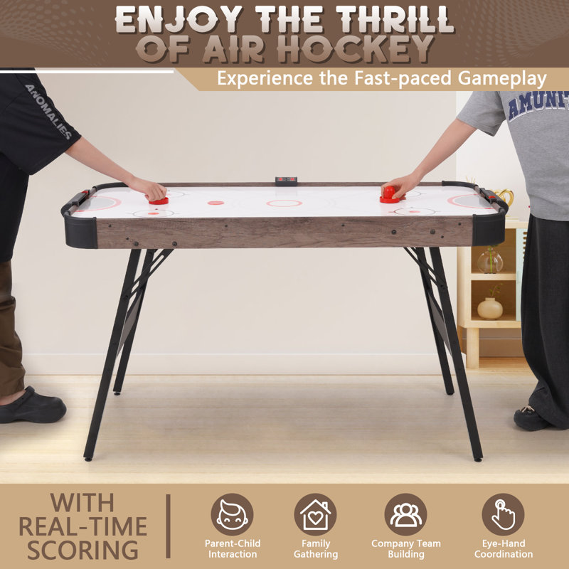 Table de hockey pneumatique 56 po pliable avec pointage électronique précis, moteur puissant, 2 rondelles et 2 poussoirs