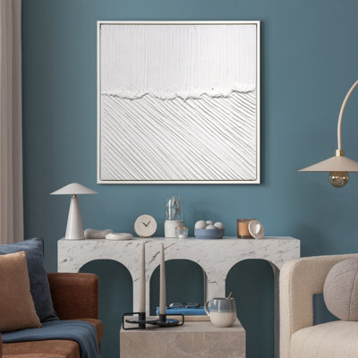 "Pure Serenity", art mural sur toile encadré blanc très texturé