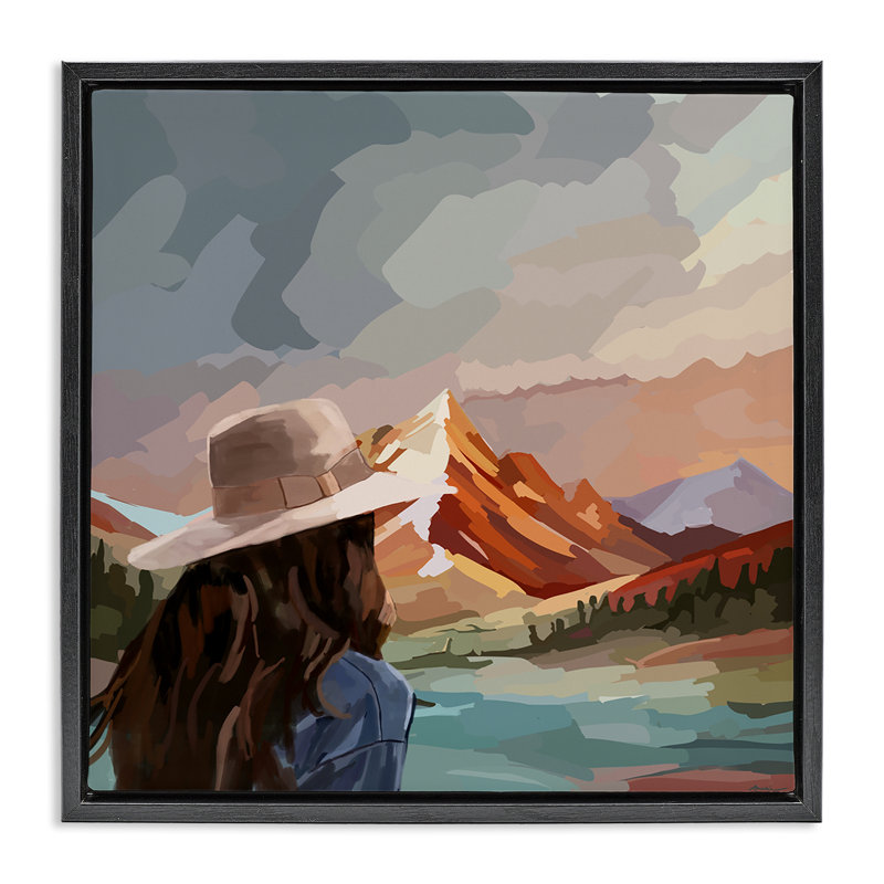 «Vibrant Mountain View with Girl», art mural sur toile flottante, design par Amelia Noyes, H 18 po x l 18 po