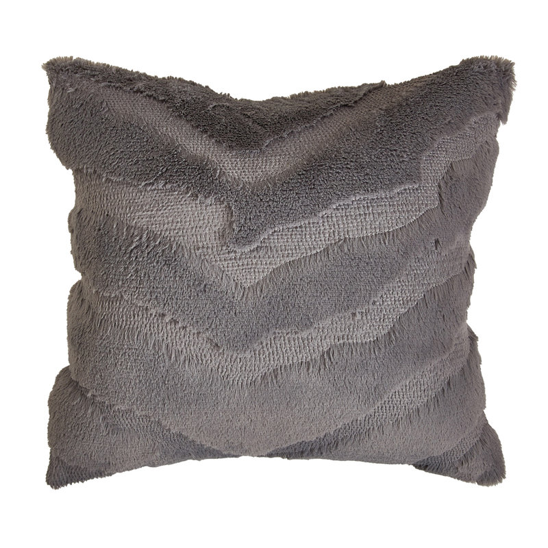 Carvey Faux Fur Throw, Gray, 18" x 18", Pillow Cover Only - No Insert