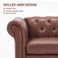Ensemble de 2 fauteuils d'appoint Chesterfield Fynlie de 115 cm (45,2 po) en similicuir capitonné, style moderne du milieu du siècle.-830823556