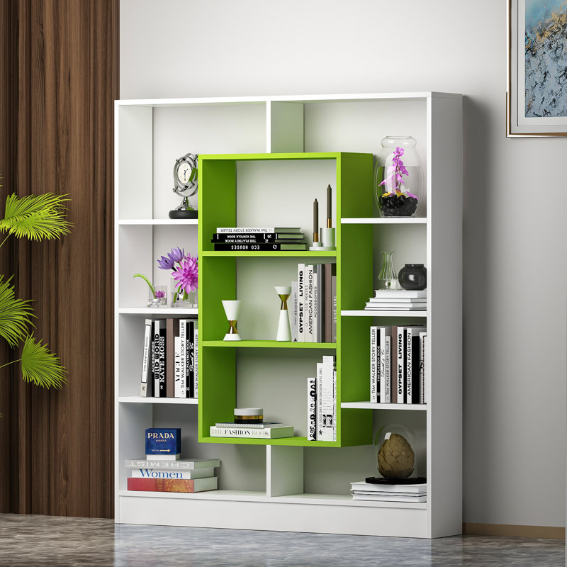 Cilegon 141.8cm H x 130cm W Bookcase, White/Green