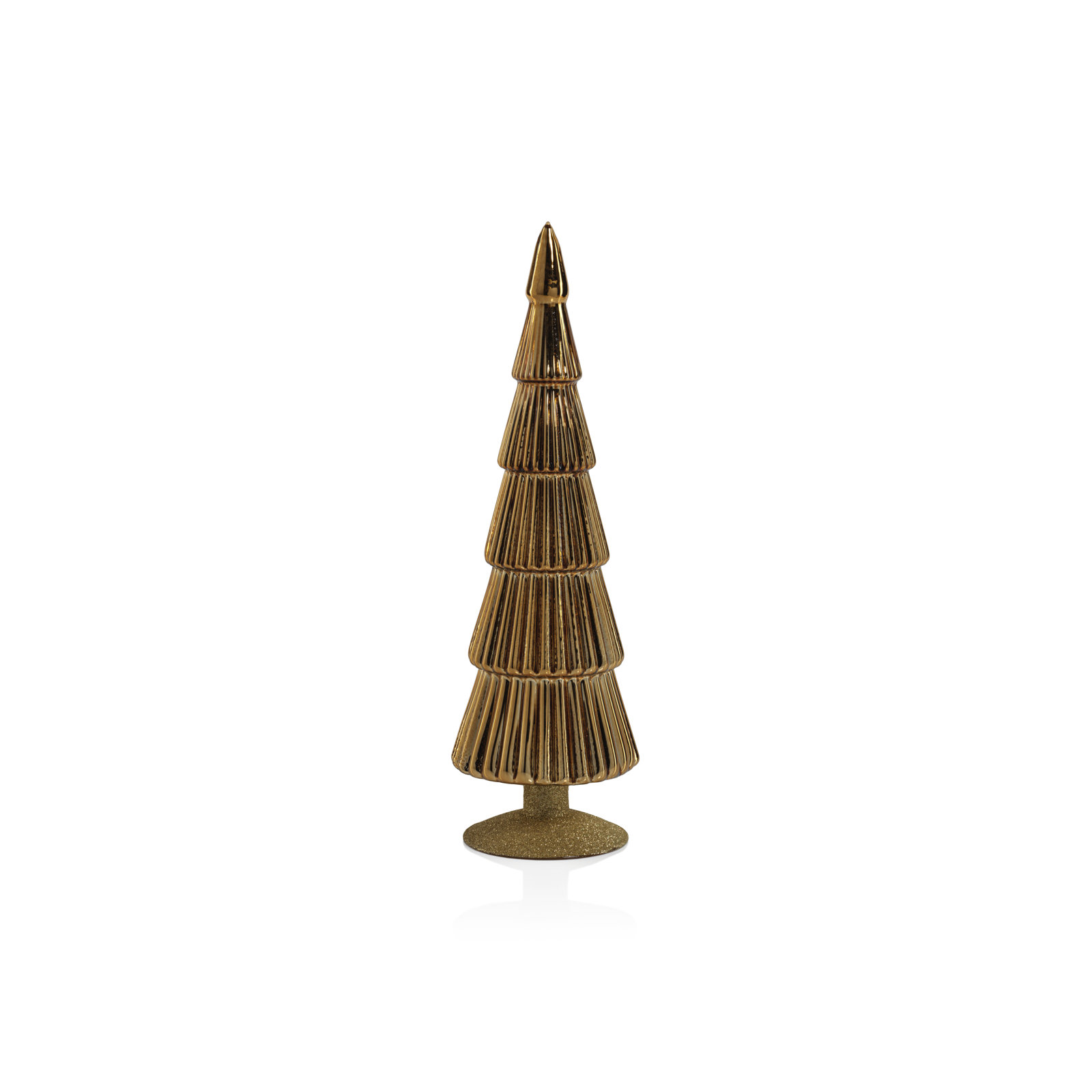 Dembe Classic Red Glass Tree on Gold Glitter Base, Set of 2, Gold, 13.5" H x 3.5" W x 3.5" D