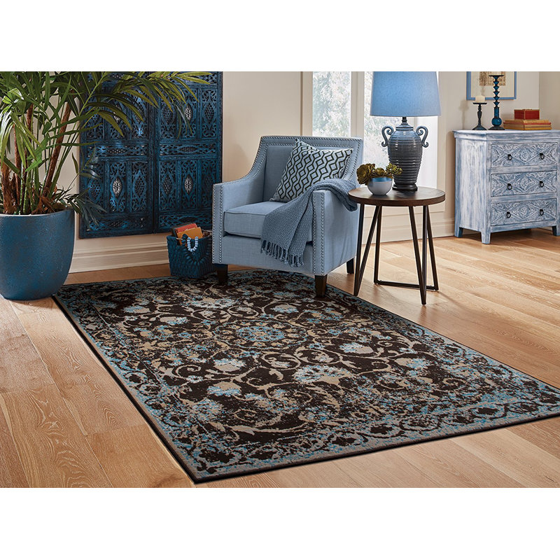 Tapis brun tissé à la machine Resendiz, Rectangle 2 pi x 3 pi