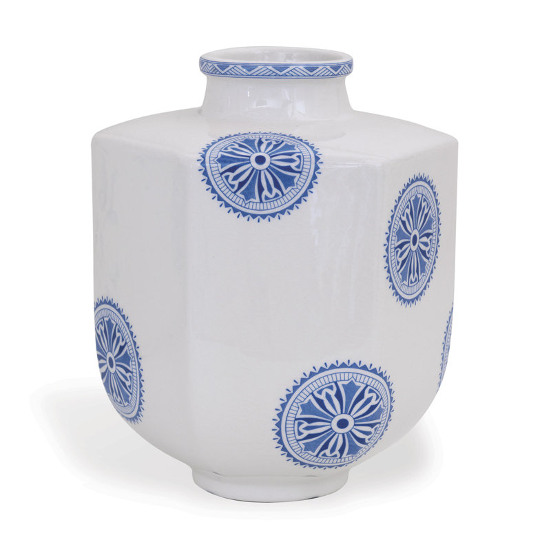 Vase de table en porcelaine 9 "Temba, Blanc / Bleu