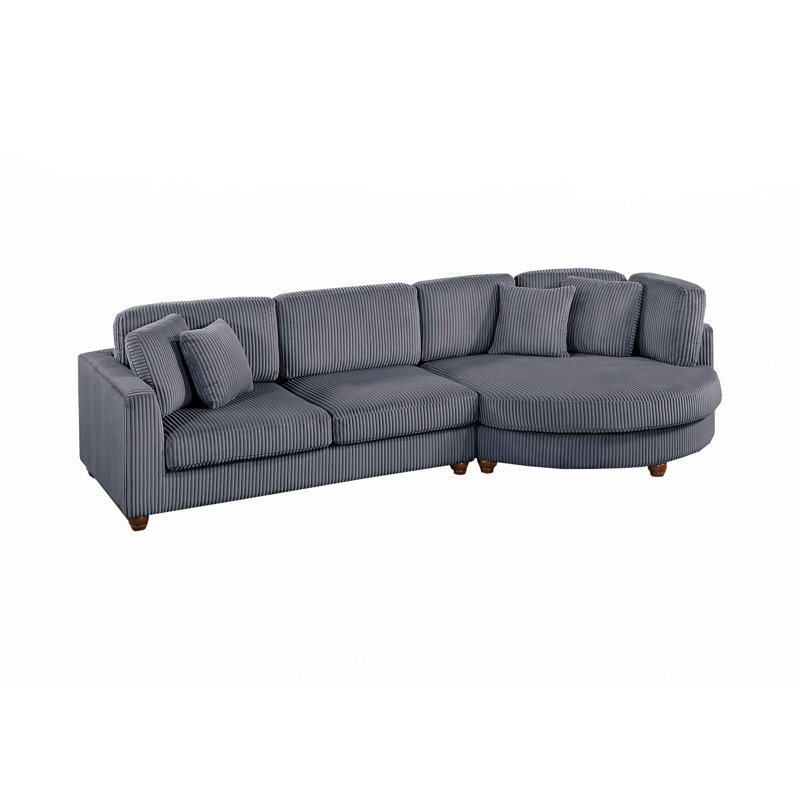 Ensemble modulaire 2 pièces avec coussins, Velours côtelé gris foncé