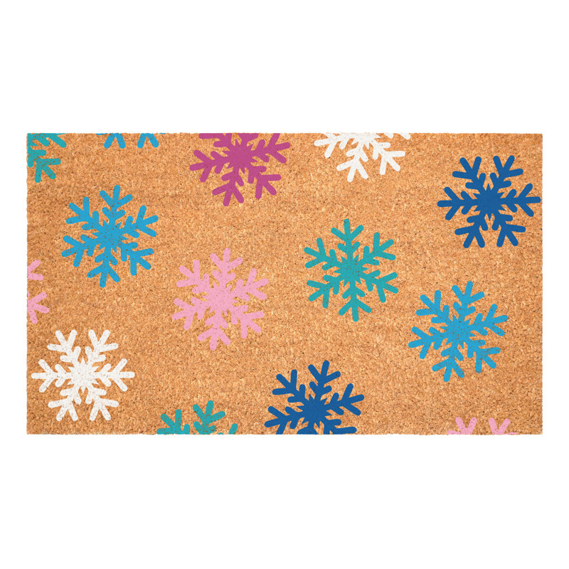Colorful Snowflake Doormat, 17" W x 29" L, Multicolor