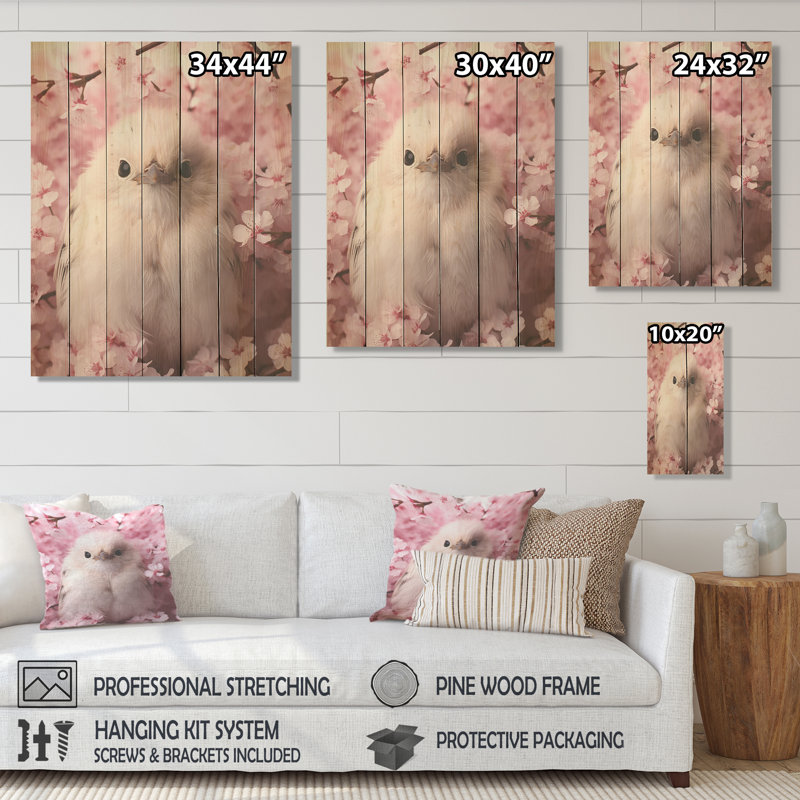 «Majestic Chick Portrait Blooms», animal de poulet sur bois, H 32 po x l 24 po