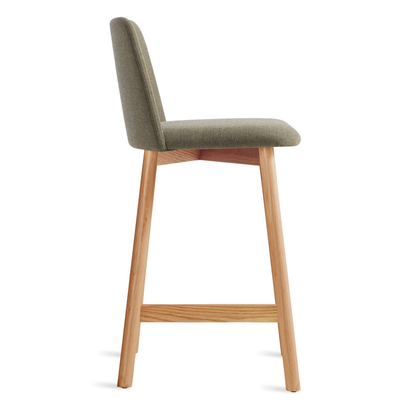 Chip Stool, White Oak, Bar Stool (31" Seat Height), Toohey Olive Plainweave