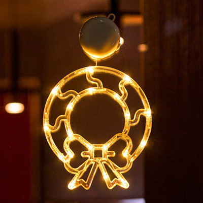 Christmas LED Light Decoration With Suction Cup Hook Christmas Tree Snowflake Snowman Battery Powered Indoor Bedroom Window Display Holiday Lights War