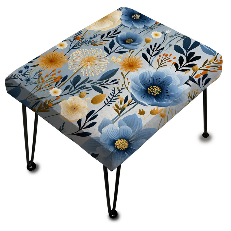 Motif floral bleu bohème chic - Repose-pieds rectangulaire floral