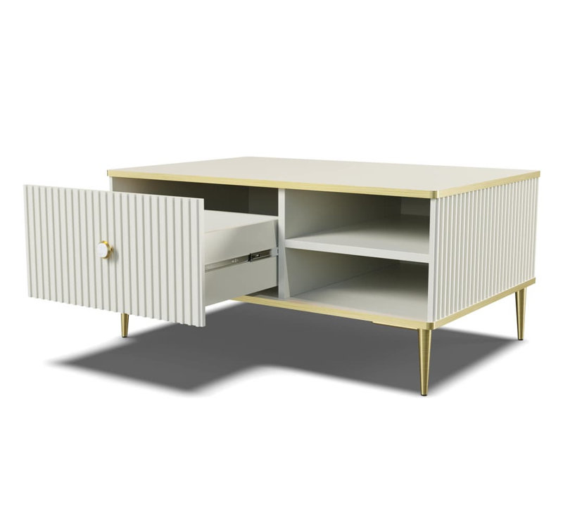 Lorelei Four Leg Coffee Table with Storage, White