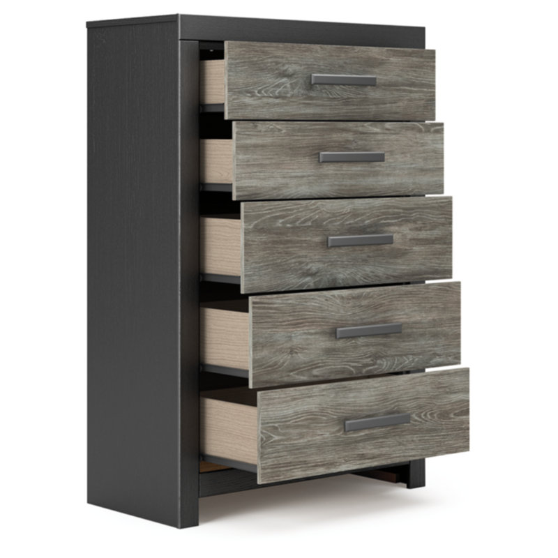 Commode Ryderton, Noir/gris