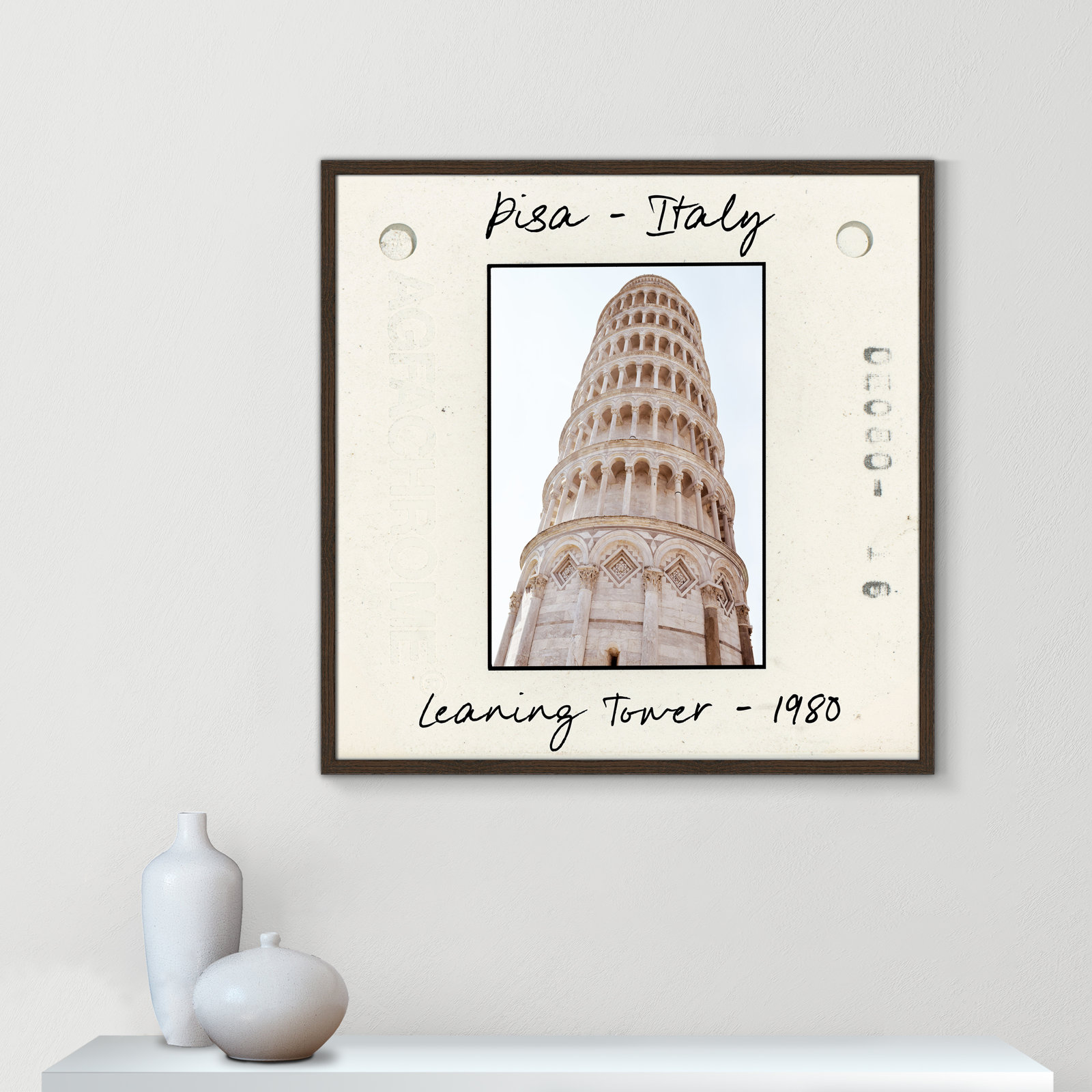 Ritona "Pisa, Italy - Leaning Tower" Print, Walnut Single Picture Framed Paper, 32" H x 32" W x 0.75" D