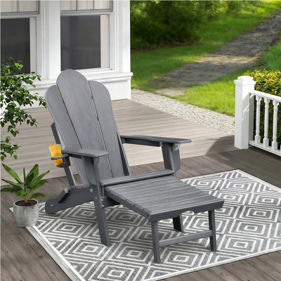HDPE Folding Adirondack Chair With Retractable Footrest