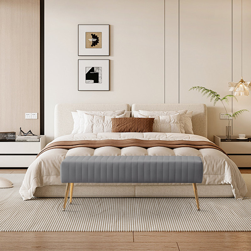 Banc en velours Rodjanae, gris