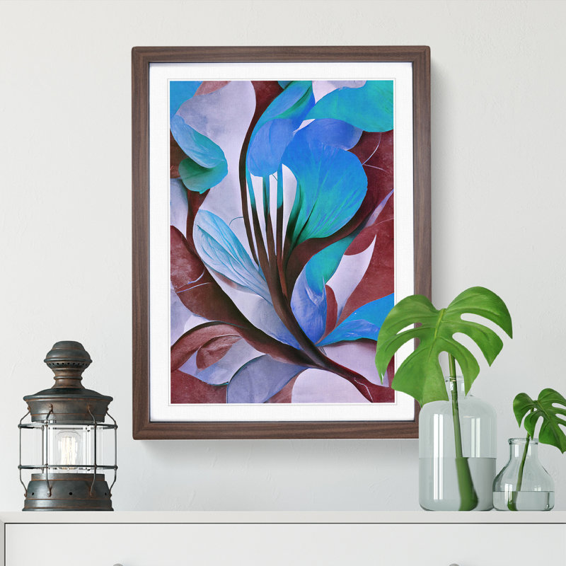 Floral in Abstract No.3 1 Piece Single Picture Frame Painting, 34cm H x 25cm W x 2cm D, Walnut