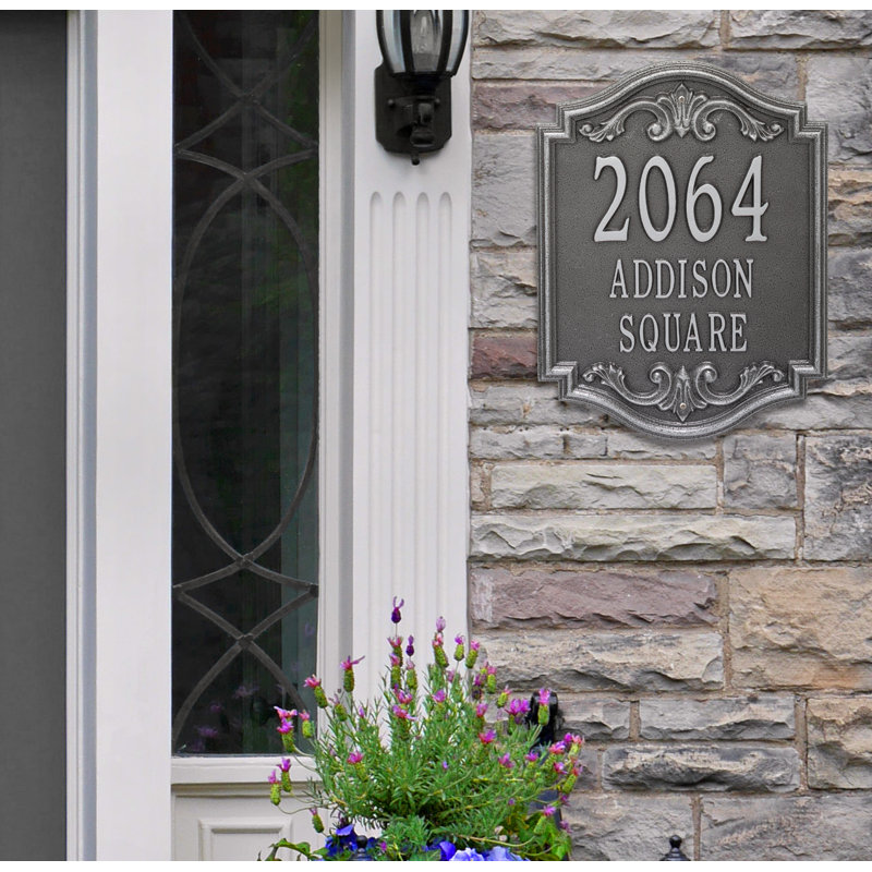 Signature Series 3-Line Wall Address Plaque, Smoke Gray, Gray, Yes