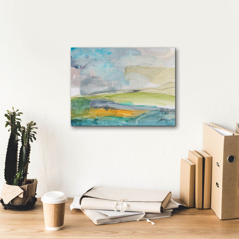 «Earth Divided» par Jan Weiss, art mural sur toile, H 12 po x l 16 po x P 0,75 po