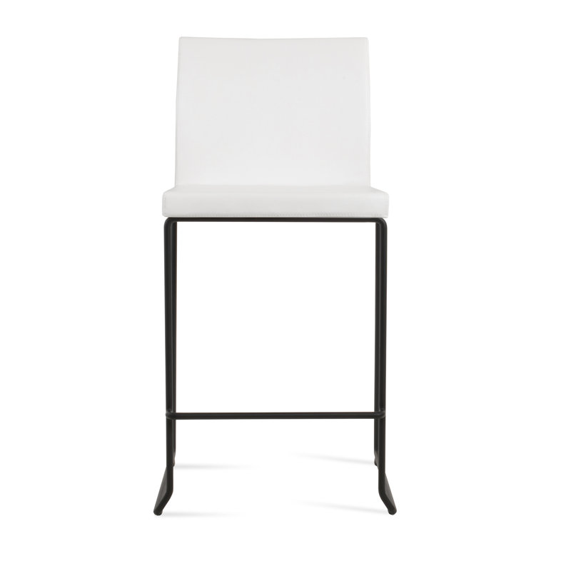 Tabouret de bar et de comptoir empilable Aria, Tabouret de bar (siège d'une hauteur de 29 po), Noir, Blanc PPM