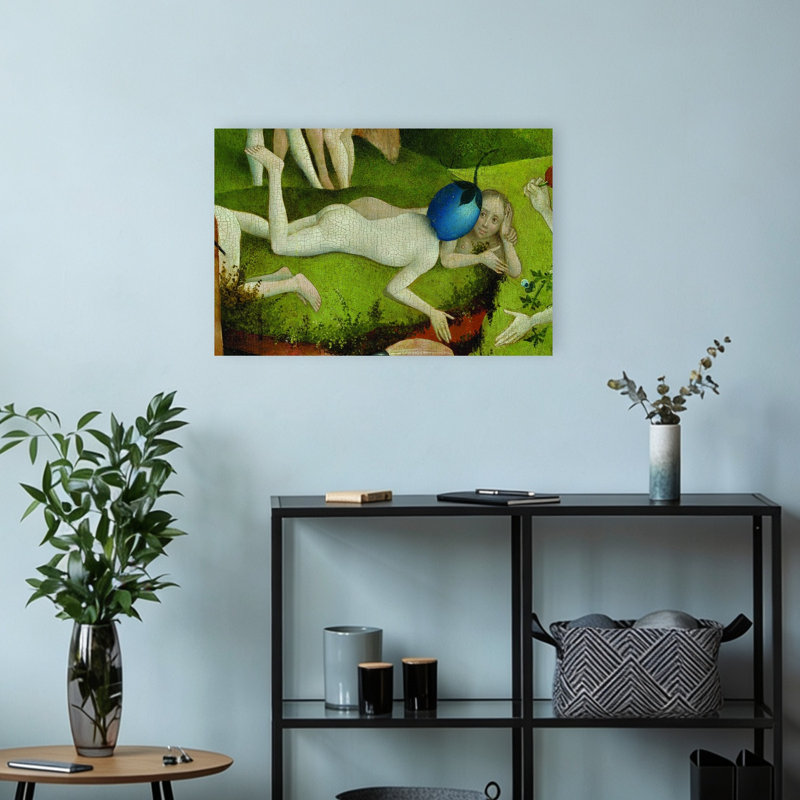 Berry Man Central Panel From The Garden Of Earthly Delights Classic Surreal Fruit Wall Art Print by Hieronymus Bosch - Wrapped Canvas Print