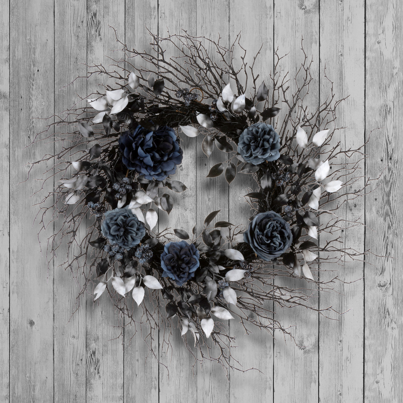 24in. Halloween Moody Blue Twig Wreath
