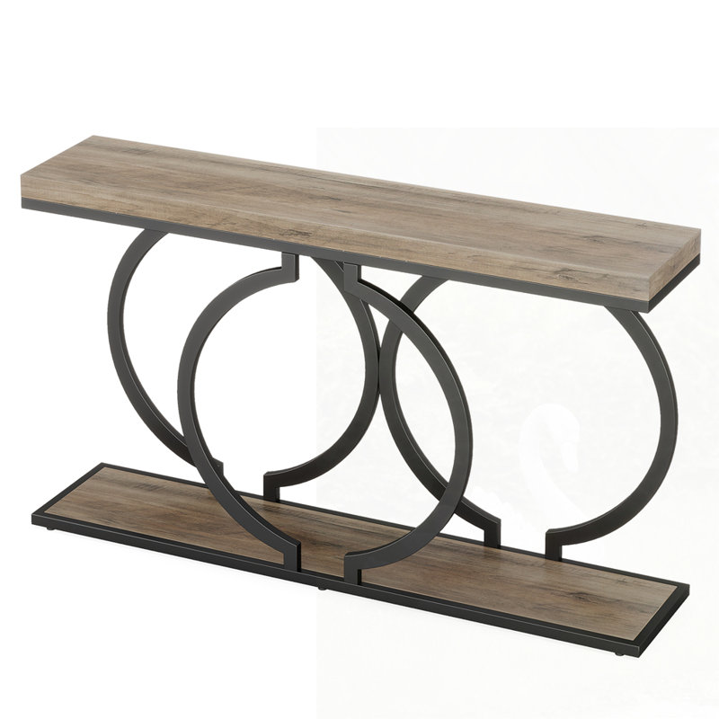 Farmhouse Console Table, Gray/Black