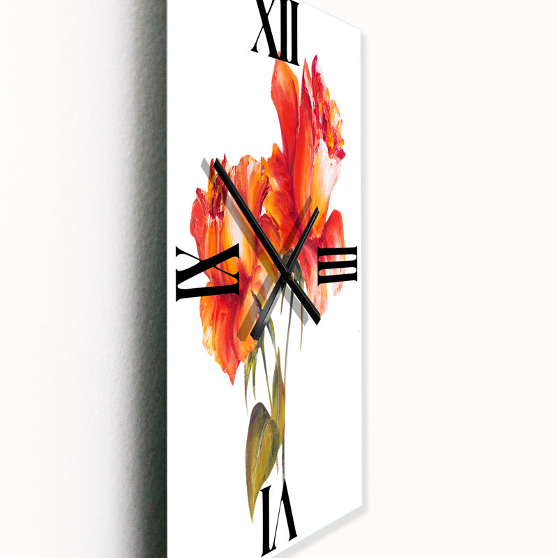 Deux roses rouges en fleurs - Horloge murale traditionnelle, Grand