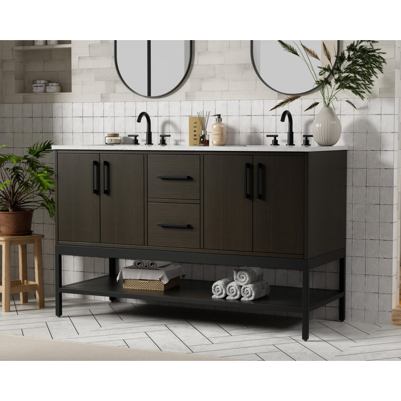 Meuble-lavabo double 54 po, Brun moka