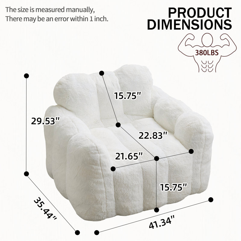 Canapé pour fauteuil à billes sans anneau avec tirette, rembourrage en mousse à mémoire de forme et base antidérapante