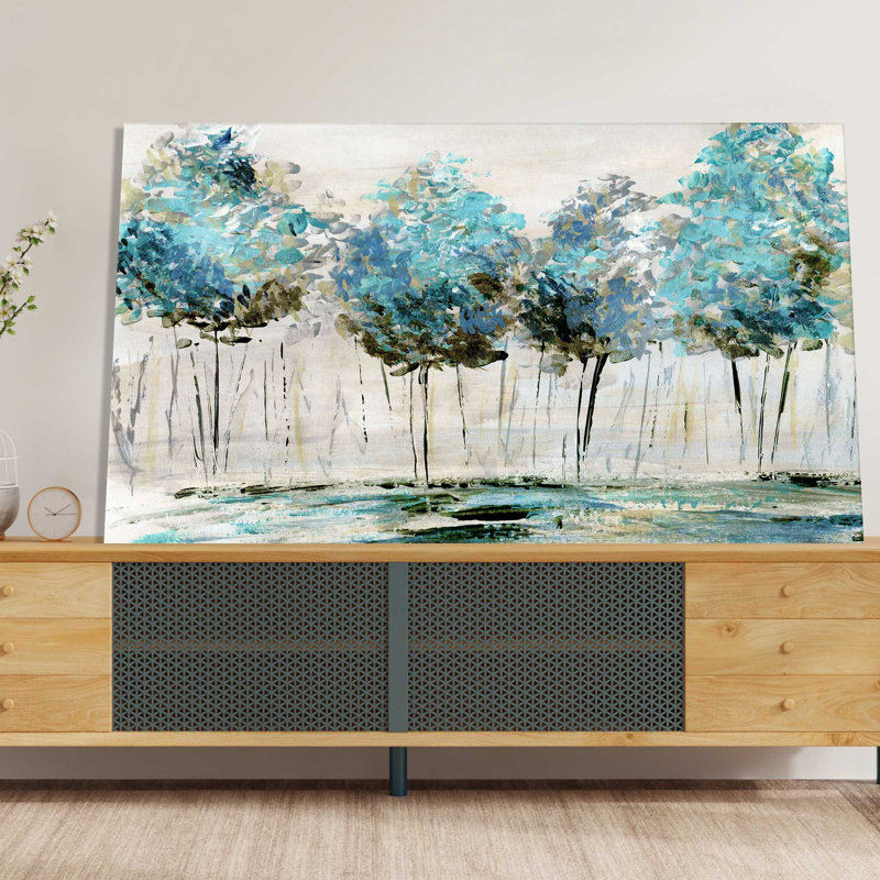 «Spring Talking» par Katrina Craven - Peinture, L 30 po x H 18 po, Toile tendue